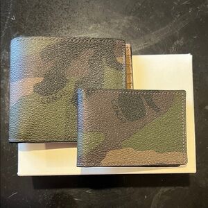 Coach Green Camouflage Wallet and Card Holder Set